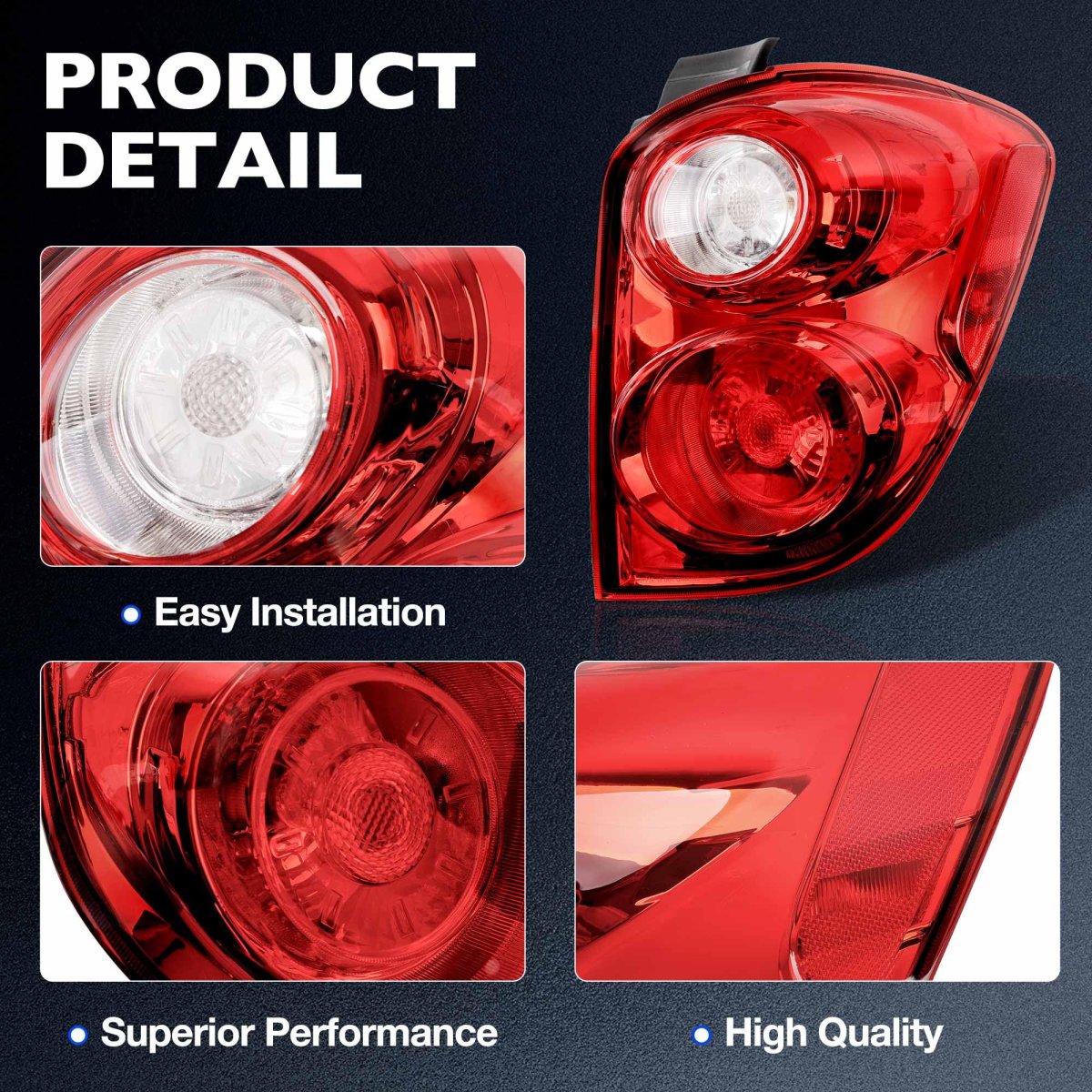 Tail Light Assembly Fits 2010 2011 2012 2013 2014 2015 Chevy Equinox Right Passenger Side Halogen Replaces 20841506 22759317