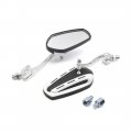 Pair White Adjustable Motorcycle Rearview Wide Angle Mirror W 8mm Adapter 