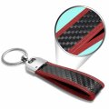 Ipick Image Made For Ford Mustang Script Real Carbon Fiber Strap With Red Leather Stitching Edge Key Chain