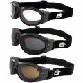 3 Pairs Of Birdz Eyewear Padded Motorcycle Riding Goggles Black Frames With Clear Smoke Amber 