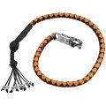 Dream Apparel 36 Motorcycle Get Back Whip Genuine Leather Biker For Handlebar With Fringes And Skulls Black Orange 