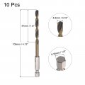 Uxcell 10 Pcs High Speed Steel Hex Shank Twist Drill Bit 4 8mm Drilling Dia With 1 Inch 105mm Length