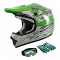 Tcmt Dot Youth Kids Motocross Offroad Street Helmet Green Flame Motorcycle Dirt Bike Atv Goggles Gloves Xl