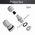 Heyiarbeit Cable Gland 5 Pack Pg7 Plastic Waterproof Adjustable 3-6 5mm Joints Connectors With Gaskets White Pg7