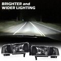 Pit66 Headlights Assembly Front Headlamp For Dodge Ram 1500 2500 3500 1994 1995 1996 1997 1998 1999 2000 2001 2002 Clear Lens