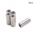 Heyiarbeit M8 Height 30mm 304 Stainless Steel Threaded Sleeve Rod Bar Stud Round Coupling Connector Tube Nuts Silver Tone 5pcs