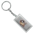 Graphics More Looney Tunes Taz Half Skeleton Rectangle Keychain In Chrome Plated Metal