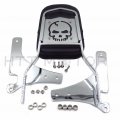 Httmt Mt136 Ss001-sa- Chrome Skull Backrest Sissy Bar Leather Pad Compatible With Kawasak Classic Vn800 96-05 Us