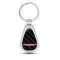 Ipick Image Compatible With Jeep Trailhawk Real Black Carbon Fiber Chrome Metal Teardrop Key Chain Key-ring