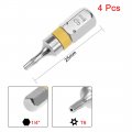 Uxcell 4pcs 25mm Long 1 4 Hex Shank T6 Security Torx High Quantity Screwdriver Bits S2 Alloy Steel