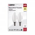 Satco S21824 4 Watt B11 Led Bulb Frosted Candelabra Base 3000k 350 Lumens 120 Volt 2-pack