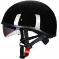 Ilm Motorcycle Half Helmet With Sunshield Quick Release Strap Face Fit For Cruiser Scooter Dot Approved 883v Gloss Black