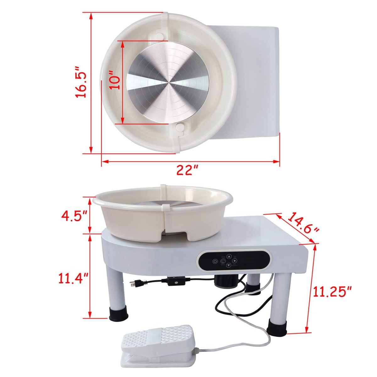 Electric Pottery Wheel Ceramic Forming Machine With 350w Motor Led Display Removable Basin And Foot Pedal 9 In Diameter