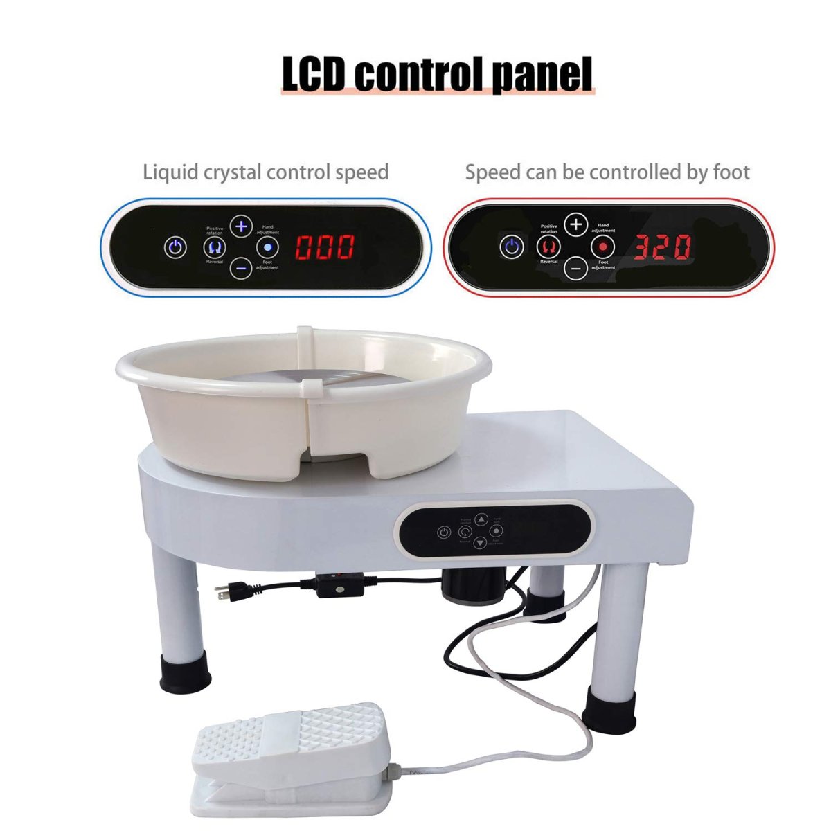 Electric Pottery Wheel Ceramic Forming Machine With 350w Motor Led Display Removable Basin And Foot Pedal 9 In Diameter