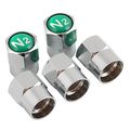 Godeson Chrome Plated Brass Tire Valve Stem Caps With N2 Nitrogen Sign Logo On The Top 5 Pcs Set Additional 1pcs For Spare 