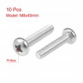 Uxcell M8x40mm Machine Screws Pan Phillips Cross Head Screw 304 Stainless Steel Fasteners Bolts 10pcs