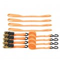 Wflnhb 4 Pcs Orange 1 Inch X 15 Feet 2200 Lbs Break Strength Motorcycle And Truck Tie Downs Ratchet Straps