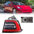 Dasbecan 3pin Passenger Side Rear Tail Light For 2017-2023 Tesla Model 3 Outer Right Brake Led Lamp Replaces-00-g 1077398 Red 