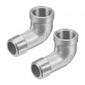Uxcell Pipe Fitting Elbow 3 8 Npt Male To Female Thread Hose Connector Adapter 304 Stainless Steel Pack Of 2