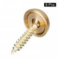 Uxcell 8pcs Decorative Screws With Caps 15mm Dia Brass Mirror Fixing Fasteners For Mirrors Tables Furniture Gold