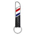 Black 100 Real Carbon Fiber Leather Key Chain With Red White Blue Chrome Block 