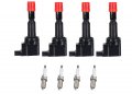 Ena Ignition Coil Pack And Platinum Spark Plug Set Of 4 For Honda 2007-2008 Fit 1 5l L4 Replacement Uf581 