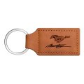 Ford Mustang Script Rectangular Brown Leather Key Chain Official Licensed 