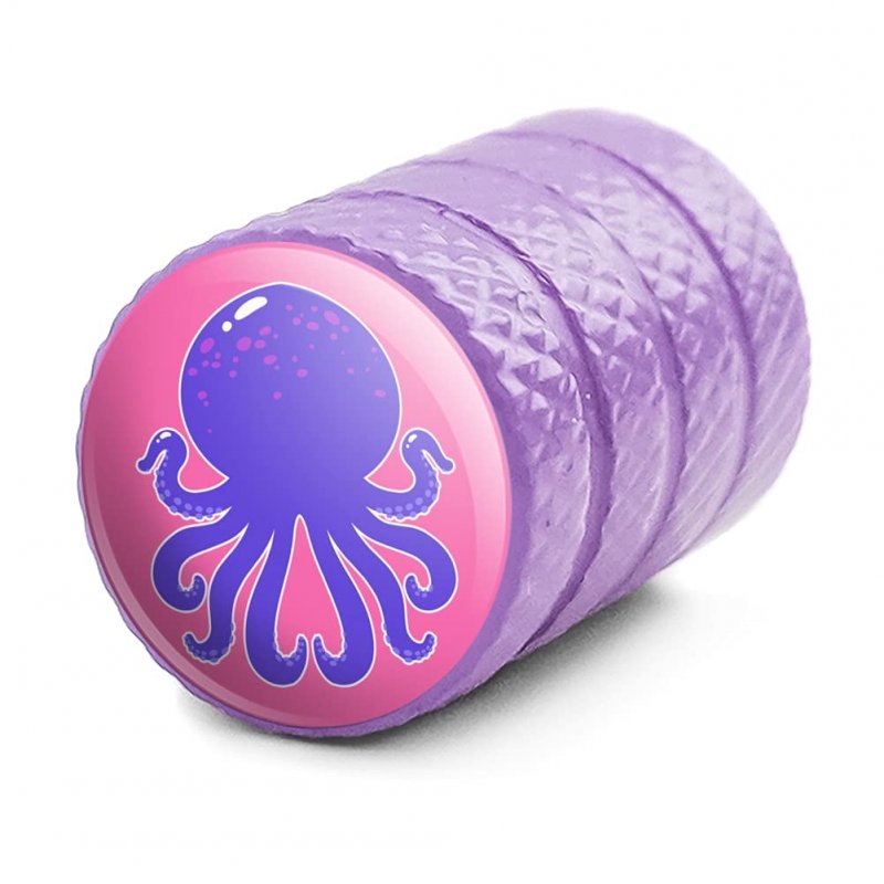 Cute Octopus Tentacles Ocean Tire Rim Wheel Aluminum Valve Stem Caps Purple 4 Pieces For Passenger Cars Trucks And Vans Fits