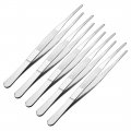 5 Pcs 7-inch Stainless Steel Straight Blunt Tweezers Serrated Tip Daily Garden Tool 