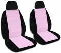 Totally Covers Two-tone Car Seat W 2 Separate Headrest Black Cute Pink Universal Fit Front Buckets Option For Airbag Belt 