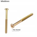 Uxcell M8x90mm Furniture Screw Hex Socket Machine Screws Zinc Plated Fasteners Bolts Half Thread Carbon Steel 10pcs