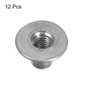 Uxcell M8 T-nuts 12pcs Carbon Steel Tee Nuts Round Base Weld 15mm Height Through Hole Flange Insert Female Thread Plate