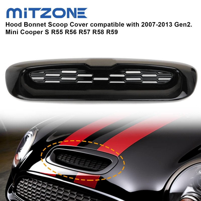 Hood Bonnet Scoop Cover For 2007-2013 Gen2 Mini Cooper S R55 R56 R57 R58 R59