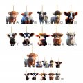 Torcarvh Cute Car Pendant Ornament Cartoon Cattle Cow Decorative Hanging Acrylic Pendants Tree Decorations For Cars Backpacks