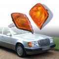 Astra Depot Left Right Amber Lens Turn Signal Corner Light Side Marker Lamp Cover Compatible For 1985-1995 Mercedes E-class