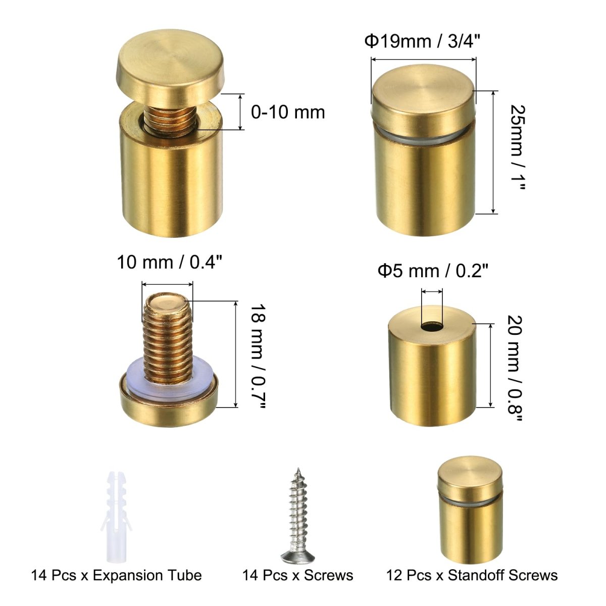 12 Pcs 3 4 In X 1 Stainless Steel Standoff Screws Wall Mount Sign Mounting Hardware Kit For Acrylic Glass Signs And Advertising