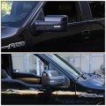 Auto Dynasty For Ford F-150 Chrome Housing Towing Side Mirror Turn Signal Light White Led
