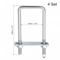 Uxcell Square U-bolts 2 50mm Inner Width 150mm Length Carbon Steel M8 With Nuts Frame Plate Round Washers 4 Set
