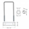 Uxcell Square U-bolts 2 50mm Inner Width 150mm Length Carbon Steel M8 With Nuts Frame Plate Round Washers 4 Set