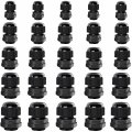 Mxuteuk 25 Packs Cable Glands Connectors Plastic Nylon Wire Protectors Joints Waterproof Adjustable Black With Gaskets Pg7 Pg9 