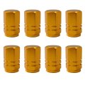 8pcs Tire Valve Stem Caps Dust Proof Covers Gold Anodized Aluminum Universal Fit For Cars Trucks Motorcycles Suvs And Bikes 