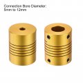 Uxcell 2pcs 5mm To 12mm Aluminum Alloy Shaft Coupling L31xd25 Flexible Coupler For Encoders And Motors Golden