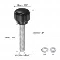 Uxcell 4 Set M5 X 25mm Male Thread Knurled Knobs Thumb Screws With Nuts Washers Clamping Knob Grip 14mm Plastic Head Hand