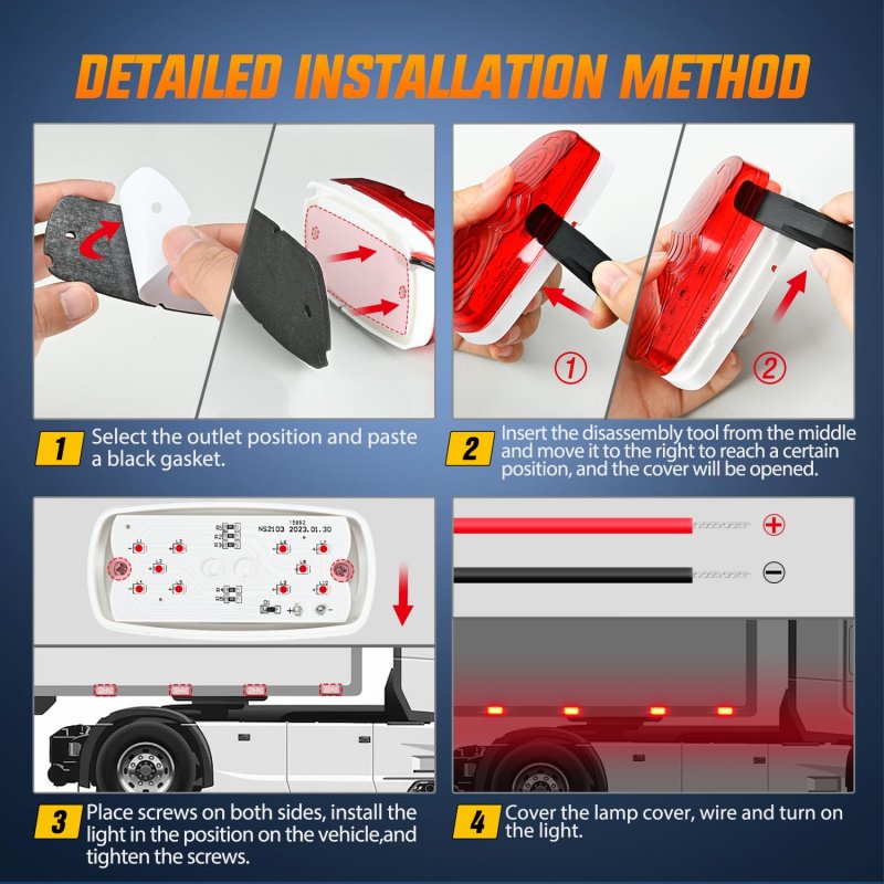 Nilight Double Bullseye Marker Light 5pcs Red 10led Rectangular Clearance Front Side Rear Indicator Surface Mounted For 12v