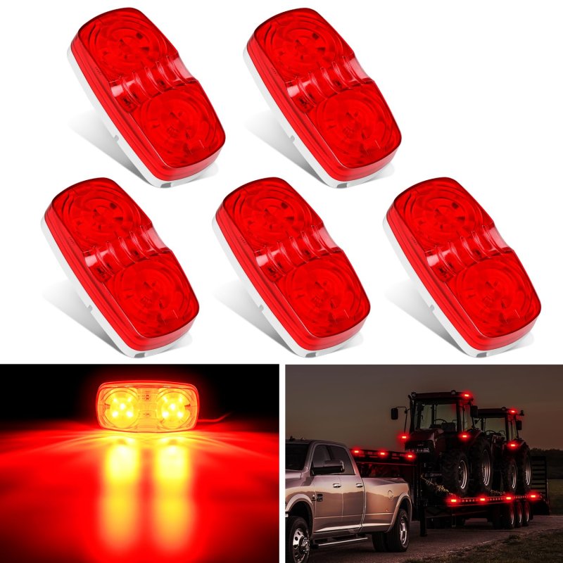 Nilight Double Bullseye Marker Light 5pcs Red 10led Rectangular Clearance Front Side Rear Indicator Surface Mounted For 12v