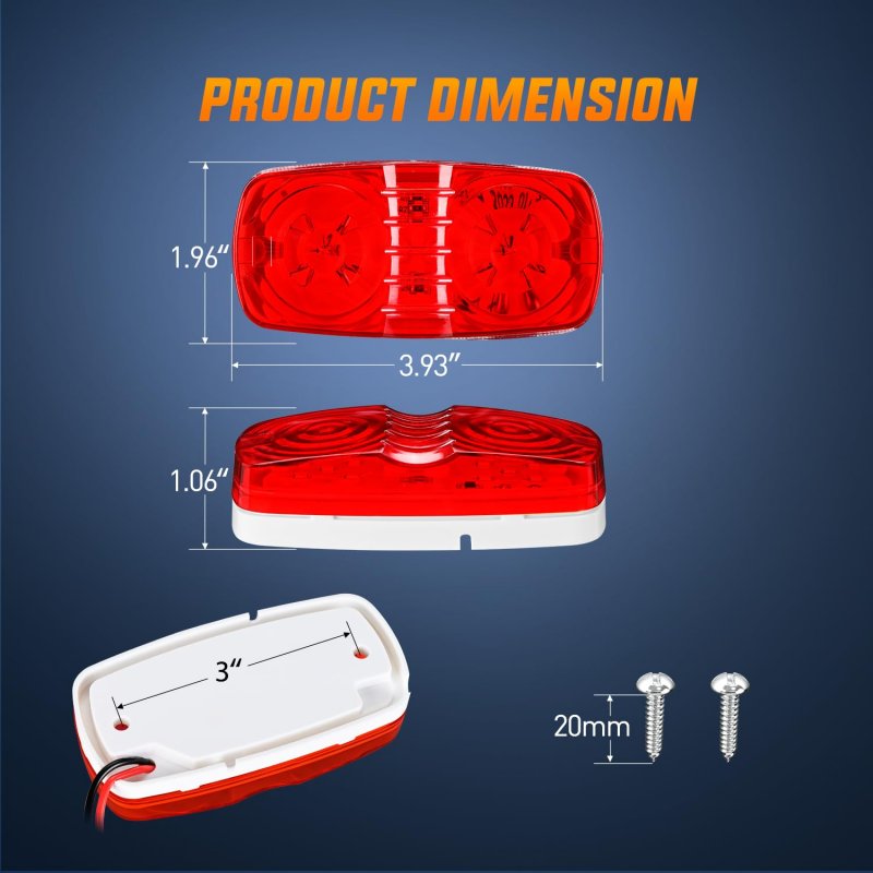 Nilight Double Bullseye Marker Light 5pcs Red 10led Rectangular Clearance Front Side Rear Indicator Surface Mounted For 12v