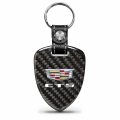 Ipick Image For Cadillac Ct5 Logo Real Black Carbon Fiber Large Shield-style Key Chain Keychain Exclusive Official Licensed