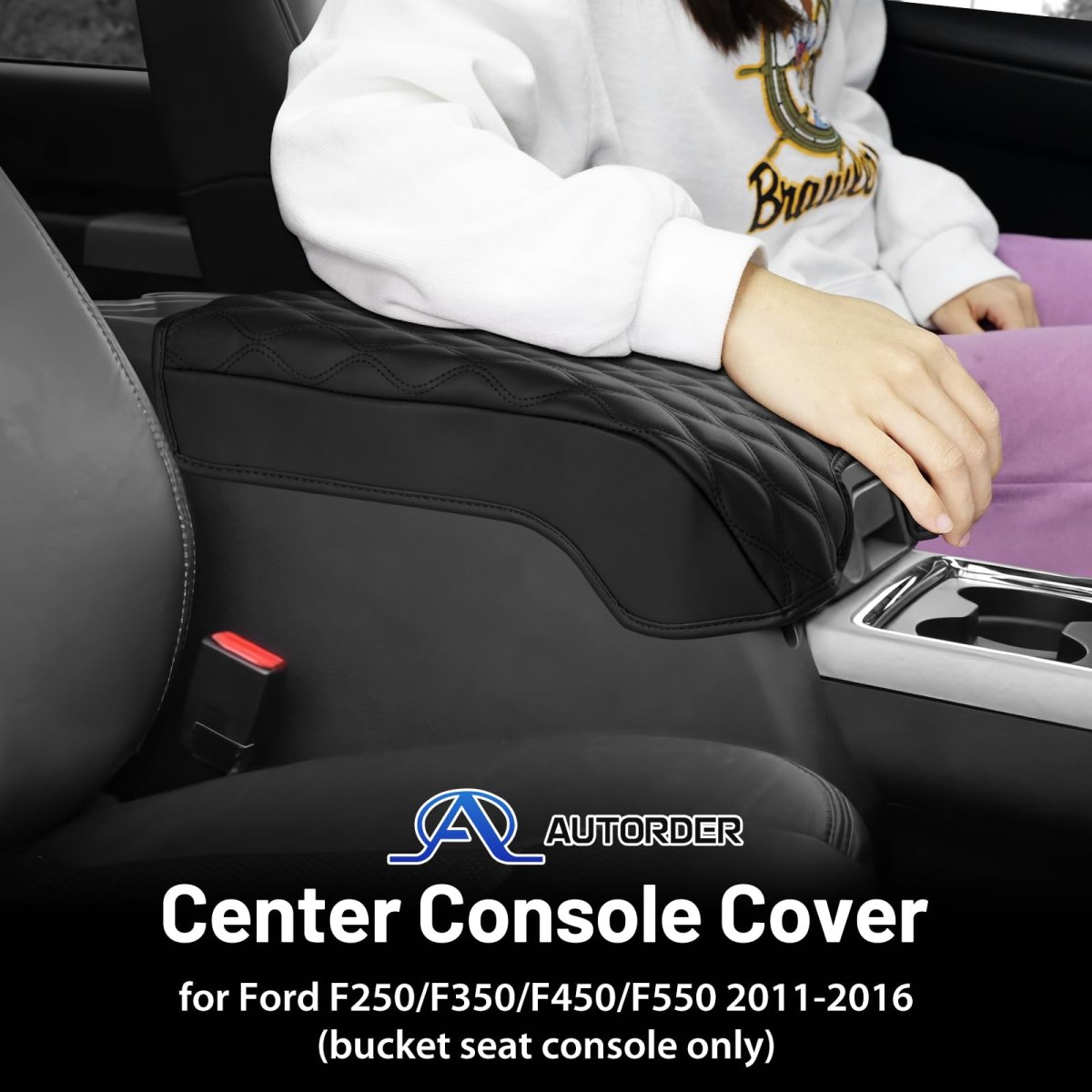 Center Console Cover For 2011-2016d F250 F350 F450 F550 Accessories Armrest Cushion Leather Middle Covers Anti-scratch Pad For