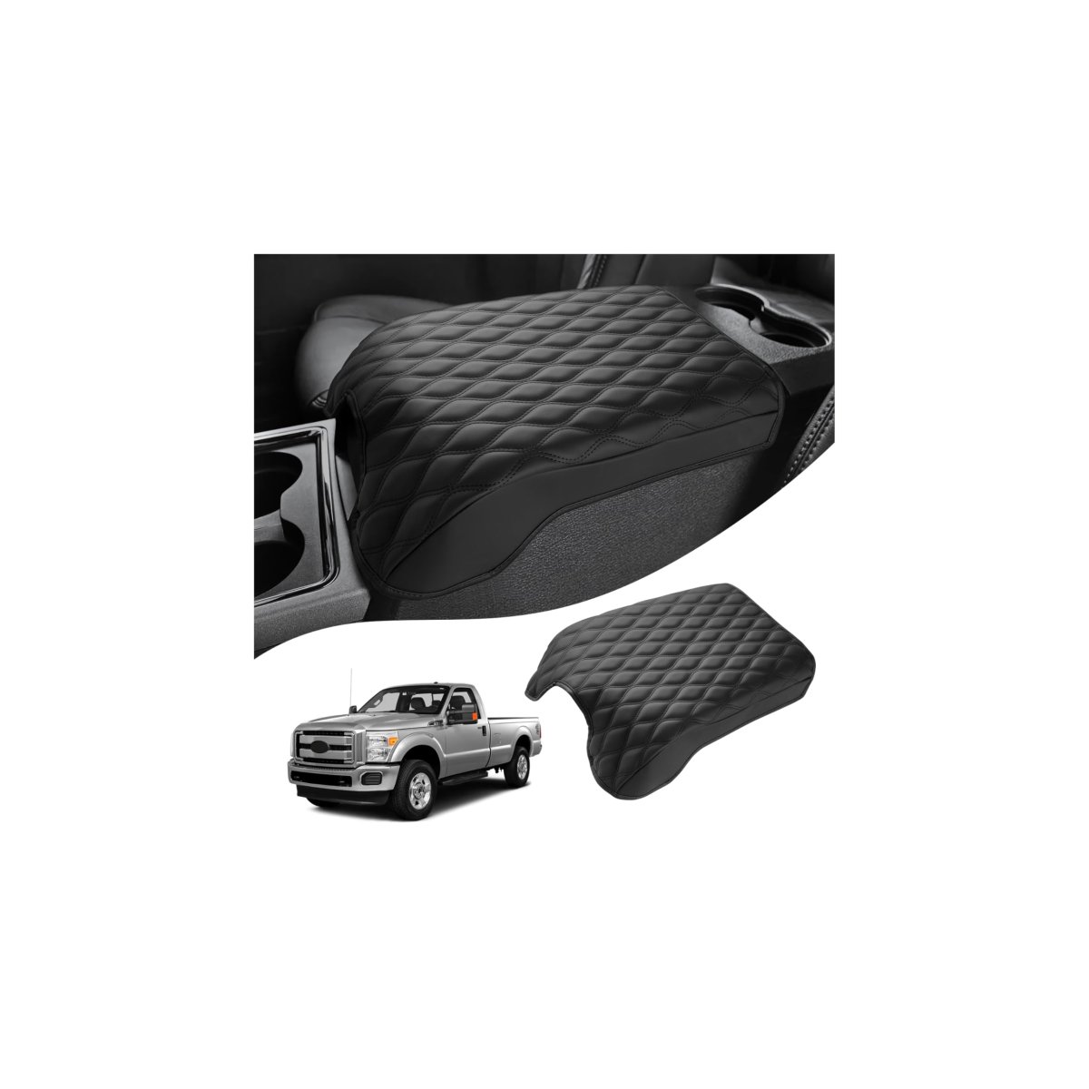 Center Console Cover For 2011-2016d F250 F350 F450 F550 Accessories Armrest Cushion Leather Middle Covers Anti-scratch Pad For