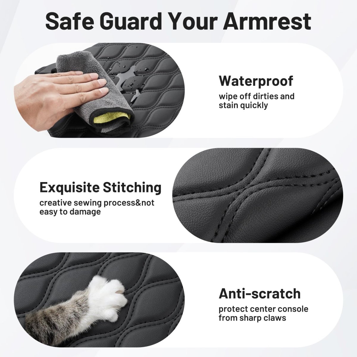 Center Console Cover For 2011-2016d F250 F350 F450 F550 Accessories Armrest Cushion Leather Middle Covers Anti-scratch Pad For